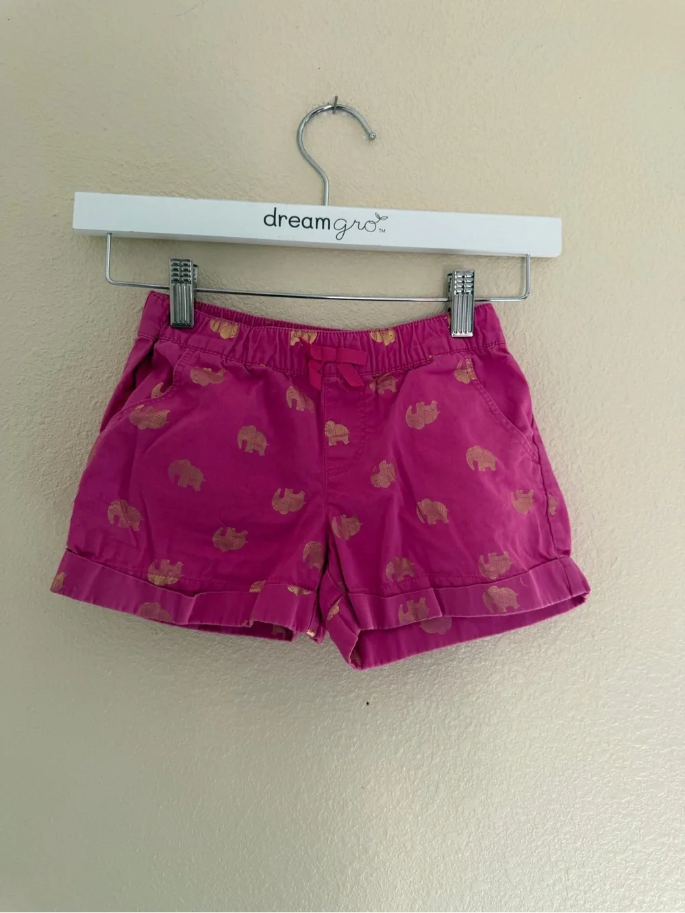 Gymboree Hot Pink Shorts with Gold Elephant Print